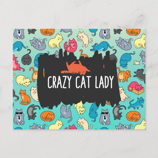 Crazy Cat Lady Niedlich und spielerisch Cat Patter Postkarte (Vorderseite)