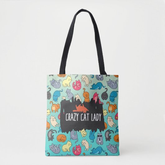 Crazy Cat Lady Niedlich und spielerisch Cat Patter Tasche (Vorderseite)