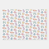 Crazy Cat Lady Pastell Multicolor niedlich Cartoon Geschenkpapier Set (Vorderseite)