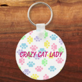 Crazy Cat Lady - Paw Prints - Schlüsselkette Schlüsselanhänger (Vorderseite)