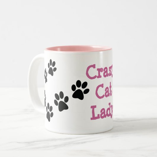 Crazy Cat Lady Pawprints Design Coffee Tasse (Vorderseite Links)