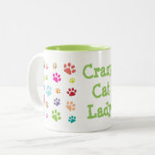 Crazy Cat Lady Pawprints Design Coffee Tasse (Vorderseite Links)
