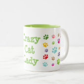 Crazy Cat Lady Pawprints Design Coffee Tasse (VorderseiteRechts)