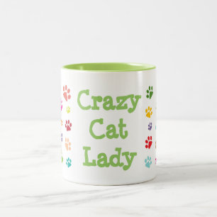 Crazy Cat Lady Pawprints Design Coffee Tasse