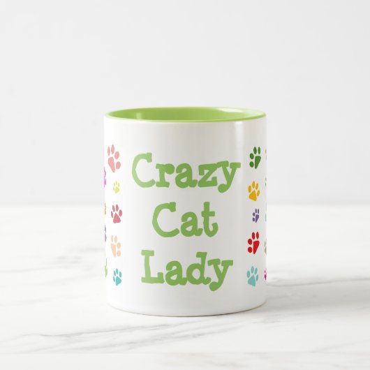 Crazy Cat Lady Pawprints Design Coffee Tasse (Mittel)