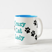 Crazy Cat Lady Pawprints Design Coffee Tasse (VorderseiteRechts)