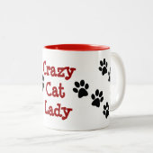 Crazy Cat Lady Pawprints Design Coffee Tasse (VorderseiteRechts)