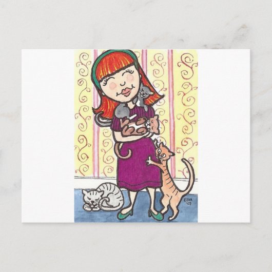 Crazy Cat Lady Postkarte (Vorderseite)