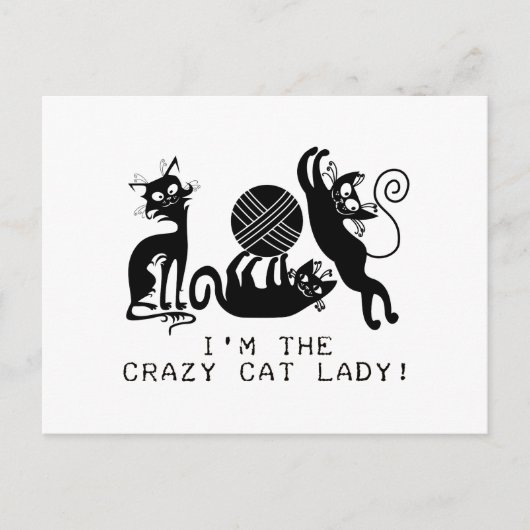 Crazy Cat Lady Postkarte (Vorderseite)