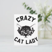 Crazy Cat Lady Postkarte (Stehend Vorderseite)