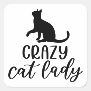 Crazy Cat Lady Quadratischer Aufkleber