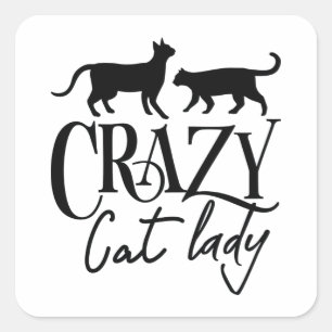 Crazy Cat Lady Quadratischer Aufkleber