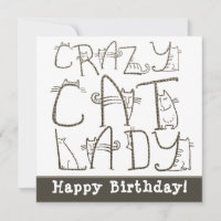 Crazy Cat Lady Quirky Typografie Happy Birthday