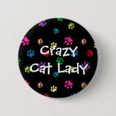 Crazy Cat Lady Rainbow Painted Paws Button (Vorderseite)