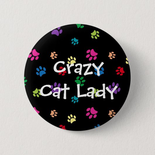 Crazy Cat Lady Rainbow Painted Paws Button (Vorderseite)