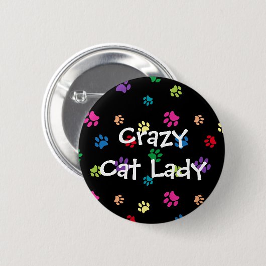 Crazy Cat Lady Rainbow Painted Paws Button (Vorne & Hinten)