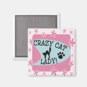 Crazy Cat Lady - Retro Magnet (Vorderseite/Rückseite)