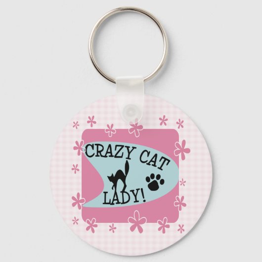 Crazy Cat Lady - Retro Schlüsselanhänger (Vorderseite)