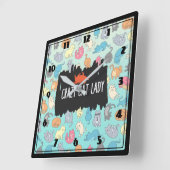 Crazy Cat Lady spielende Katze Muster Quadratische Wanduhr (Winkel)