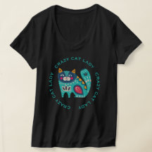 Crazy Cat Lady, stylisierte farbenfrohe Cat Illust
