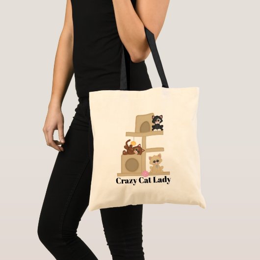 Crazy Cat Lady Tasche mit Name (Vorderseite (Produkt))