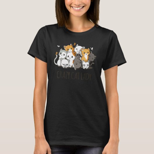 Crazy Cat Lady Team Cat Butterfly Smile Tee (Vorderseite)