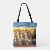 Crazy Cat Lady Tote Bag Anpassen Text & Bilder Tasche (Rückseite)