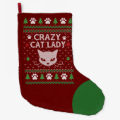 Crazy Cat Lady Ugly Christmas Sweater Großer Weihnachtsstrumpf (Vorderseite)