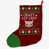 Crazy Cat Lady Ugly Christmas Sweater Großer Weihnachtsstrumpf (Rückseite)