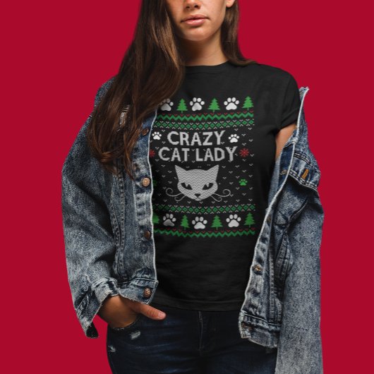 Crazy Cat Lady Ugly Christmas Sweater T-Shirt