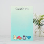 Crazy Cat Lady und 4 Niedliche Katzen Briefpapier (Stehend Vorderseite)
