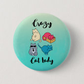 Crazy Cat Lady und 4 Niedliche Katzen Button (Vorderseite)
