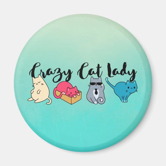 Crazy Cat Lady und 4 Niedliche Katzen Magnet (Vorne)