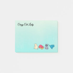 Crazy Cat Lady und 4 Niedliche Katzen Post-it Klebezettel