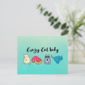 Crazy Cat Lady und 4 Niedliche Katzen Postkarte (Stehend Vorderseite)
