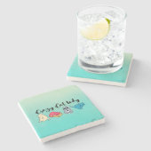 Crazy Cat Lady und 4 Niedliche Katzen Steinuntersetzer (Seitenansicht)