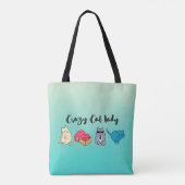 Crazy Cat Lady und 4 Niedliche Katzen Tasche (Rückseite)