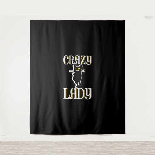 Crazy Cat Lady Wandteppich (Vorderseite)