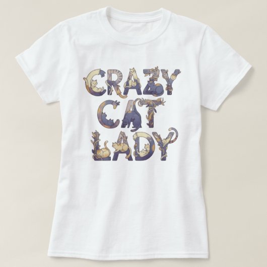 Crazy Cat Lady White T-Shirt (Design vorne)