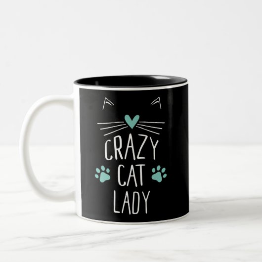 Crazy Cat Lady Zweifarbige Tasse (Links)