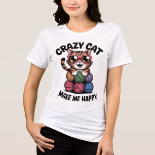 CRAZY CAT macht mich glücklich Tri-Blend Shirt