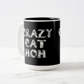 Crazy Cat Mama White Logo Zweifarbige Tasse (Vorderseite Links)