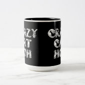 Crazy Cat Mama White Logo Zweifarbige Tasse (Mittel)