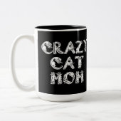 Crazy Cat Mama White Logo Zweifarbige Tasse (Links)