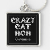 Crazy Cat Mama White Logos Schlüsselkette Schlüsselanhänger (Vorne)