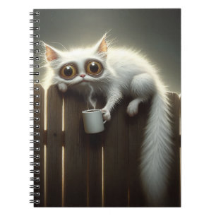 CRAZY CAT MIT KAFFEE AUF WENN NOTIZBLOCK