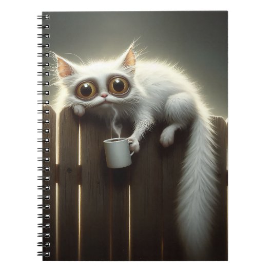 CRAZY CAT MIT KAFFEE AUF WENN NOTIZBLOCK (Vorderseite)