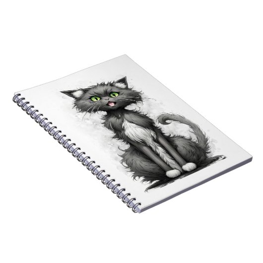 Crazy Cat On White Notizblock (Rechte Seite)