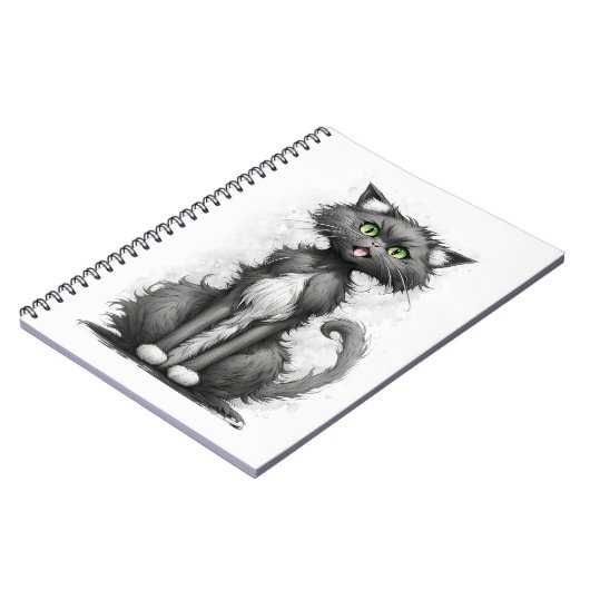 Crazy Cat On White Notizblock (Linke Seite)