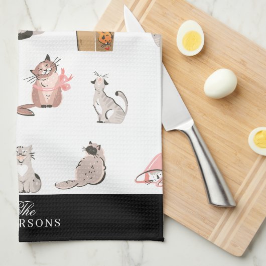 Crazy Cat Personalisiert Kitetücher Geschirrtuch (Viertel Falte)